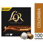 L'OR 100 Nespresso* Compatible Capsules Colombia (5 Packs, 100 Coffee Pods)