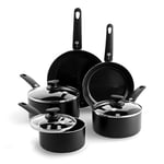 GreenPan Cambridge Batterie de cuisine antiadhésive en céramique saine de 8 pièces, sans PFAS, pour induction, pour lave-vaisselle, pour four, noir