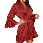 GROPC Women Satin Dressing Gown,Valentines Day Sexy Lingerie Silky Babydoll Robe Print Bridal Bridesmaid Dress Bathrobe Kimono Chemises Sleepwear Homewear For Friend Gifts,Red,3Xl