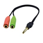 MCL Adaptateur audio jack 3.5 mm 4 contacts - Pour micro et casque - 20 cm