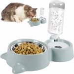 Memkey - Double Bol pour Chat,Chargeur pour Animaux De Compagnie à Double Bol pour chats et chiens de petite taille, Vert Bols pour chats 2 en 1