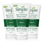 Simple Regeneration Age Resisting - Face Wash, 3pk, 150ml - Green - One Size