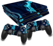 Film De Protection Autocollant Pour Jeux Console Et Manettes Boîtier Autocollant En Vinyle Anti-Rayures Design Cover Ajustement Parfait Rx022 (Ps4 Pro, N° 13 Marbre Bleu)