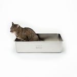 LucyBalu® STEELOO Litière hygiénique pour Chat | Maison de Toilette pour Chat XXL | Ouverture sur Le Dessus pour Un accès Facile | Litière Moderne sans Couvercle | Bassine en Acier Inoxydable