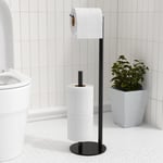 Black Toilet Paper Holder Stand,Free-Standing Toilet Paper Storage,Stainless St