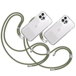 TBOC 2X Tour de Cou Telephone Portable Cordon Collier Laniere Universel [Vert Militaire] Patch de Fixation Sangle de Suspension Amovible Réglable Résistante Compatibles Plupart Smartphones