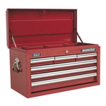 Sealey Top Chest 6 Drawer With Ball Bearing Runners Tool Storage Box Red AP33069