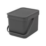 Brabantia Sort & Go Kitchen Food Waste Bin/Caddy – 6 Litre – Grey