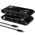 Usb-C Commutateur Kvm Hdmi 2 Pc Partagent 1 Moniteur,Switch Kvm 4K@60Hz,Pd 3.0 Avec Option D'Alimentation De 100 W 2 Canaux De Type C En 1 Sortie Hdmi,Avec 2 Sorties De Type C. Câbles