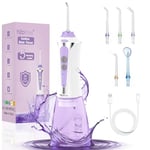 H2ofloss Water Flosser for Teeth Cordless, IPX7 Waterproof Oral Irrigator in 5 Modes, USB Recharged Water Dental Flosser with 30 Days Use, Gravity Ball for Upside Down Use, 300ml Water Tank (Purple)