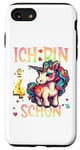 Coque pour iPhone SE (2020) / 7 / 8 Kinder ich bin schon 4 anniversaire licorne 4 ans fille