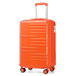 British Traveller Valise Cabine Bagages Cabine, Valise Rigide Trolley Ultra Légère en ABS+PC, Valise de Voyage avec roulettes 4x360 degrés et Serrure TSA, 54x36.5x21.5 cm (Orange)