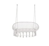 Balancelle Bohème Suspendue - Banc en Macramé 2 Places Blanc Jardin