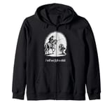 Don Quixote Humor Knight vs Fan Literary Joke Zip Hoodie