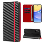 CXTcase Coque pour Samsung Galaxy A15, Housse Premium en Cuir PU Etui à Rabat avec Porte Carte Magnétique Antichoc Protection, Étui de Protection pour Samsung Galaxy A15, Rouge