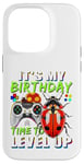 Coque pour iPhone 14 Pro It's My Birthday Ladybug Time to Level Up Jeu vidéo