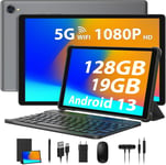 Tablette Android 13,Tablette 10 Pouces avec 5G WiFi,1920*1200 InCell FHD,19Go RAM+128Go ROM(TF 1To),Tablette Tactile avec 8 C?ur,8000mAh,Caméra 13MP+5MP,Tablette avec Clavier et Stylet - Gris