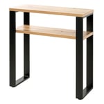 Pegane - Console / table console en métal noir et mdf coloris chêne - Longueur 70 x Hauteur 75 x Profondeur 28 cm