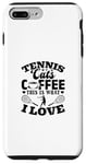 Coque pour iPhone 7 Plus/8 Plus Tennis Cats Coffee This Is What I Love Joueur de tennis