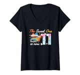 Womens The Sweet One Is Now 11 Year Old 11th Birthday Ice Cream V-Neck T-Shirt