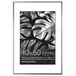 Americanflat Cadre Photo Aluminium 40x60 cm Argenté - Cadre 30x45 cm avec Passe-Partout ou 40x60 cm sans Passe-Partout - Verre Antichoc, Matériel de Suspension Mural Intégré