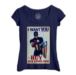 T-Shirt Femme Col Echancré Captain America War Bonds Avengers Super Héros