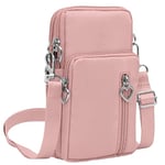 Narunii Petit Sac Téléphone Portable Femme,Sac de téléphone Portable,Sac bandoulière Portefeuille Poche,Crossbody Pochette Sacoche Running (Rose-S2)