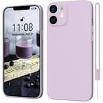 MSEVC iPhone 12 Case 6.1 inch Silicone Camera Protection Ultra Slim Cases Soft Gel iPhone 12 Cover Rubber Anti-Scratch Phone Case Compatible for iPhone 12 Light Purple