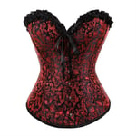 ZXF Bustiers et Corsets Femme Sexy Red Dragon Jacquard Overbust Corset Lace Up Boned LingerieBustier Taille Shaper (Color : BlackRed, Size : X-Large)
