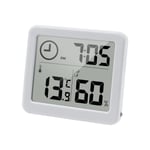 Digital termo-hygrometer 3,2” stor LCD-skärm termometer med temperatur- och fuktighetsmätare mätare med klocka (batteri ingår) (vit)