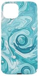 iPhone 15 Plus Swirl Blue Color Illustration Pattern Abstract Art Case