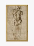 Brookpace Lascelles Michelangelo 'Male Nude Seen From the Back' Wood Framed Print, 28 x 17cm, Grey/Gold