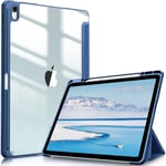 FINTIE Coque pour iPad Air 13 Pouces 2024 M2 - [Rangement de Stylet] Coque Arrière Transparente Claire, Étui Antichoc avec Bord en TPU Housse Pliable Sommeil/Réveil Auto, Bleu Naval