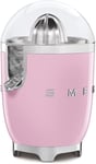 Smeg CJF01PKUK Citrus Juicer with Juicing Bowl and Lid, Stainless Steel in Pink