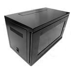 LMS Data Server Rack Data Cabinet - 12U 450mm Deep Wall Mounted 19 Inch Black Storage Rack for Home, Office, Server Room Computer Equipment with Glass Door, Removable Side Panels, Front-Rear Lockable