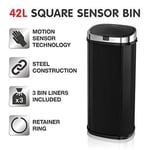 Morphy Richards  Sensor Bin 42L Square Stainless Steel in Black 971502