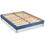 Literie Sommier à lattes en bois kit color 140x190 cm Coloris Bleu marine Livré en kit - Bellecour