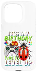 Coque pour iPhone 15 Pro It's My Birthday Ladybug Time to Level Up Jeu vidéo