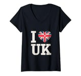 Womens Funny UK Flag Love UK I Love United Kingdom UK Meme V-Neck T-Shirt