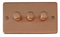 G&H CRG513 Contour Rose Gold 3 Gang 1 or 2 Way V-Pro LED Dimmer Switch