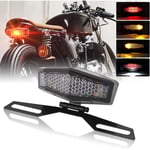 Feu arrière de moto à led avec support de lampe d'immatriculation, clignotants intégrés, feu de stop, universel pour moto dirt bike scooter atv.