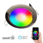 Spot encastré Zobe plat chrome-noir brillant + ampoule RGB blanc chaud -