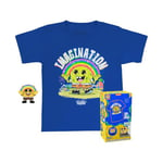 Funko Pocket Pop! & Tee: Spongebob Squarepants - SB with Rainbow - for Children and Kids - Medium - T-Shirt - Vêtements avec Mini-Figurine en Vinyle à Collectionner - Idée de Cadeau pour Les Garçons