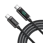 SOOPII 100W USB C to USB C Cable, 4FT Nylon Braided USB C Cable, PD Fast Charging Type-C Cable with LED Display for lPhone 15/15 Plus/15 Pro, MacBook Pro, Galaxy S22/S10, Pixel, LG