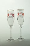 40th Ruby Wedding Anniversary Gift  Glass Flutes Gift Set  NEW