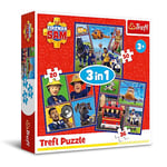 Trefl- Sam Le Pompier Paper, Fête 3en1,Puzzles Colorés avec Personnages de Dessin animé, Différents Degrés de Difficulté, Divertissement Créatif, pour Enfants à partir de 3 Ans, 34868, Multicolour