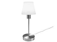 meineWunschleuchte Lampe de table classique MATHA avec variateur d'intensité - abat-jour en verre blanc opale base en nickel