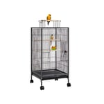 Cage à Oiseaux sur Pied Cage à Oiseaux en Métal à roulettes avec Fond Amovible 45,5 × 45,5 × 100,5 cm - Yaheetech