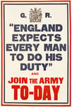 W79 Vintage WWI England Expects Every Man To Do His Duty Join Enlist In The Army World War 1 Recruitment Poster WW1 Re-Print - A3 (432 x 305mm) 16.5" x 11.7"