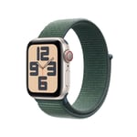 Apple Watch SE GPS + Cellular 40mm Starlight Aluminium Case with Lake Green Sport Loop S/M